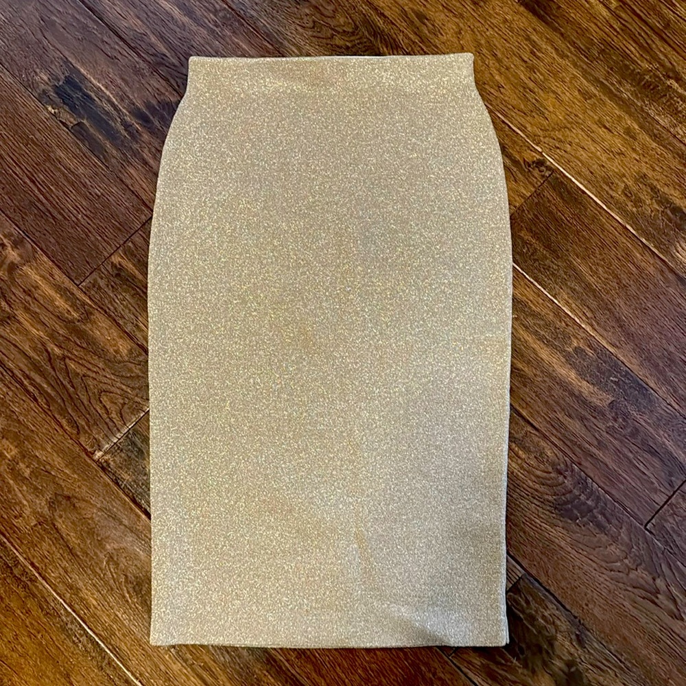 J Crew lurex  shimmery gold pencil skirt